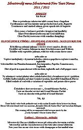 Silvestrovské menu hotelu Konvice 