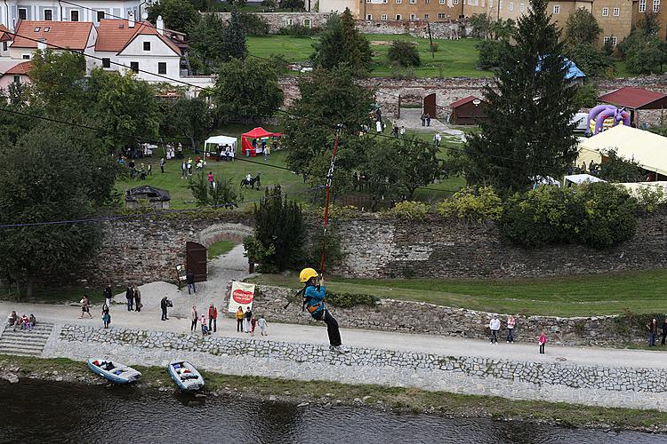 Adrenaline rope trail above the Vltava river, St. Wenceslas Celebrations Český Krumlov